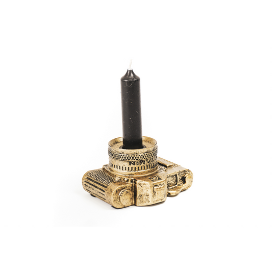 Candle holder - Camera - Polyresin - Gold - 11x7x6cm