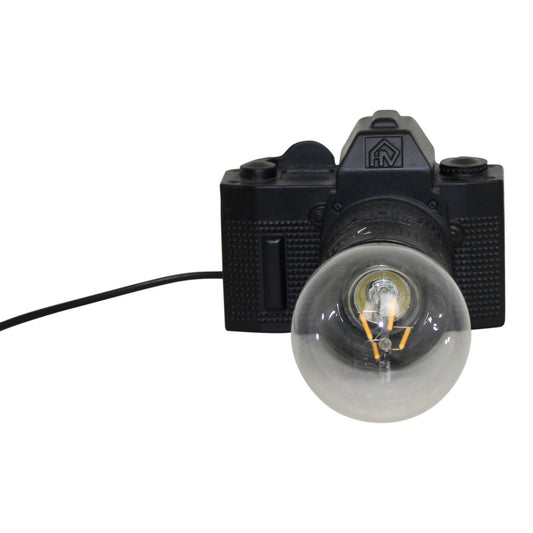 Table Lamp - Camera - Polyresin - Black - E27 - 15x12x14cm