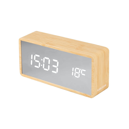 Alarm Clock Silver Mirror LED