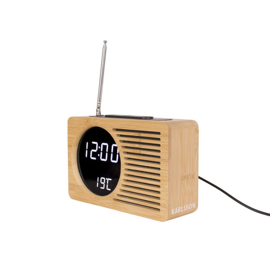 Alarm Clock Retro Radio Bamboo