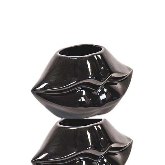 Pot - Lip - Ceramic - Black - 21x19x11cm