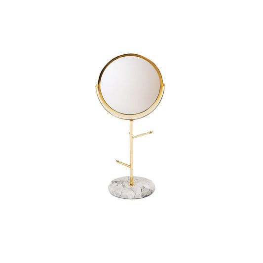 Mirror - Make up Mirror - Metal/Marble - Gold -17,5x12x37cm