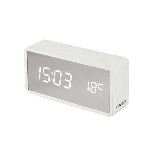 Alarm Clock Silver Mirror LED