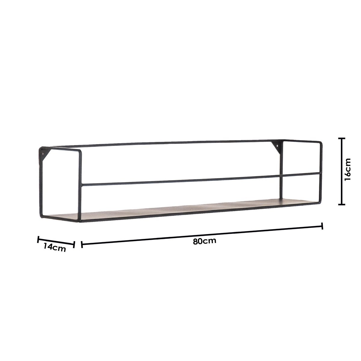 Housevitamin Set of 2 Wall Shelves- Black -Metal- 40x14x16 en 80x14x16 cm