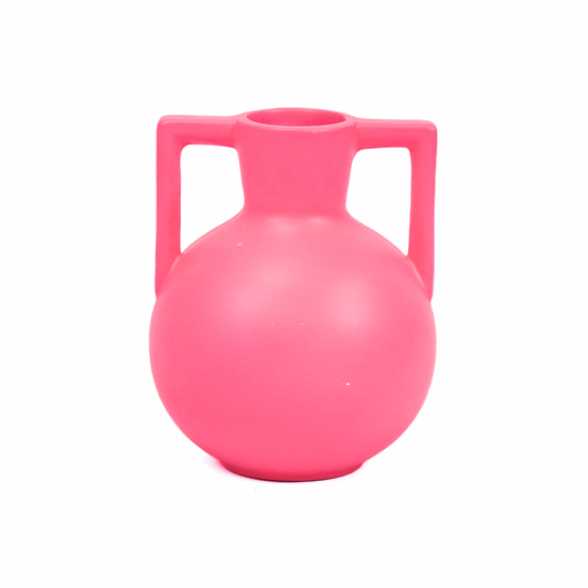 Vase - Kettlebell - Ceramic - Neon Pink - 14,5x14,5x18,5cm